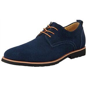 iLoveSIA Men's Blue Suede  Tan Accents Oxford Shoes Sz 9